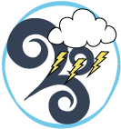 Drawing of clouds and lightning bolts